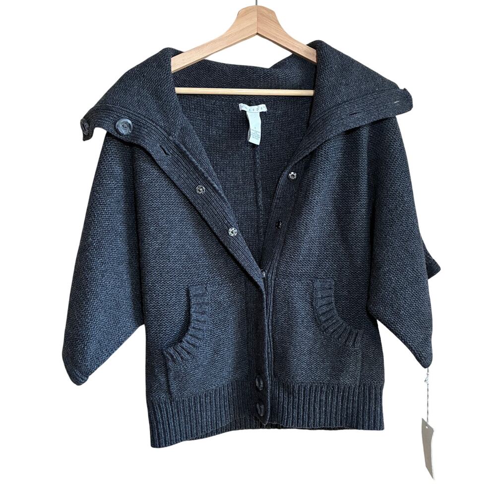 NWT Tweeds lambs wool blend oversized structured knit cardigan sweater women's L